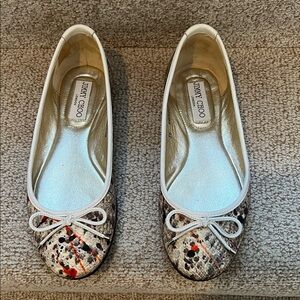 Jimmy Choo Multicolor Snakeskin Flats with Bow
